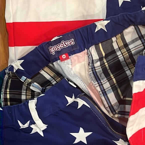 Tipsey Elves Flag pants M elastic waist - Picture 2 of 6